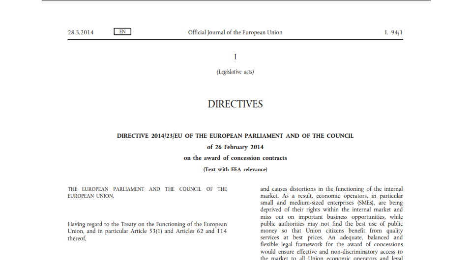 Directive 2014-23-EU Concessions